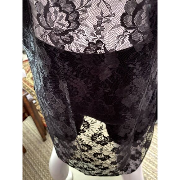 Vintage 90s Lily of France Sleep Shirt SMALL Jacquard Satin Lace Trim Nightgown - Picture 6 of 10